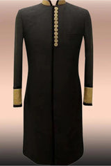 Black Sherwani With Golden Work