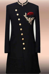 Black Sherwani with embellished detail