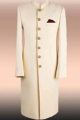 Plain Off-white Sherwani