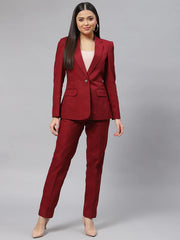 Women Scarlete Wine Formal Suits