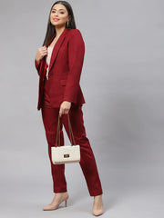 Women Scarlete Wine Formal Suits