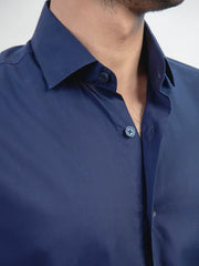 Men Navy Blue Formal Shirt