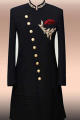 Black Sherwani with embellished detail