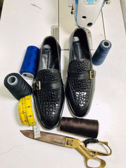 Texture Black Bespoke Shoeses