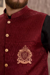 Maroon Waistcoat with Pocket Motive