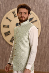 Seagreen Jamawaar Waistcoat