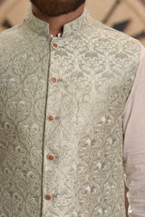 Seagreen Jamawaar Waistcoat