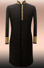 Black Sherwani With Golden Work