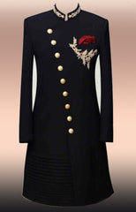 Black Sherwani with embellished detail