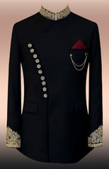 Black Embroidered Prince Suit